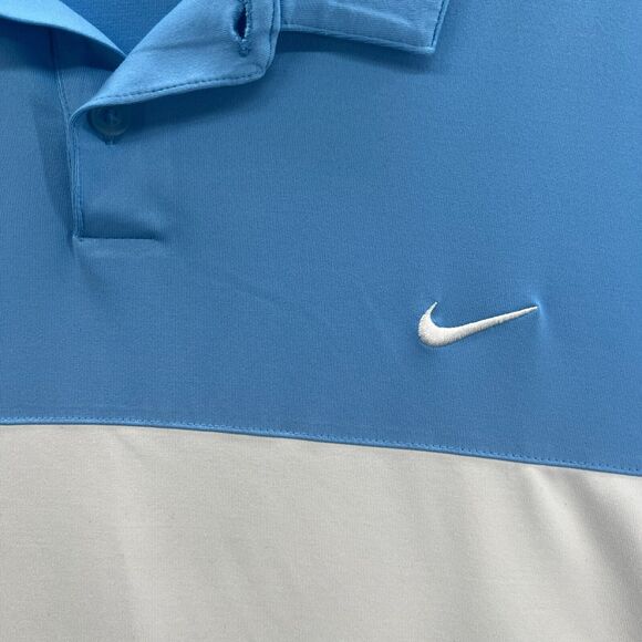 Nike Golf Shirt Men XXL 2XL Blue White Colorblock Standard Fit Dri-Fit Polo - Picture 4 of 10